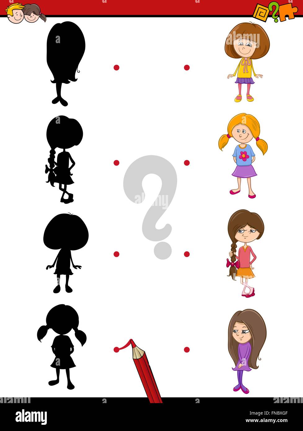 Cartoon Illustration of Find the Shadow Educational Activity Task for ...