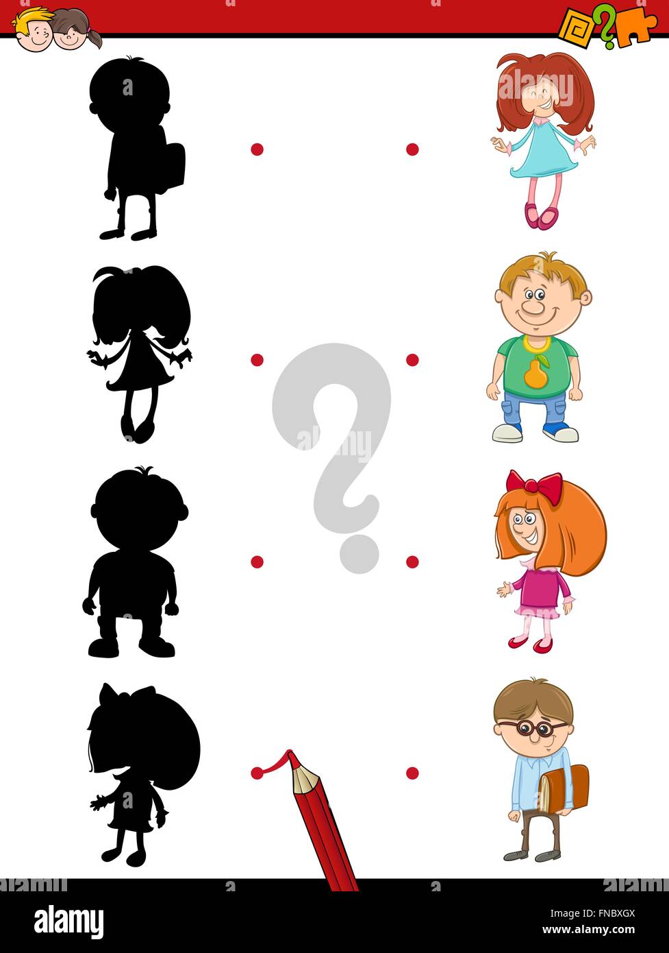 Cartoon Illustration of Find the Shadow Educational Activity Task for ...