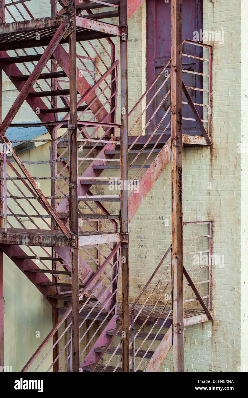 exterior fire escape stairs on manufacturing building Stock Photo Alamy