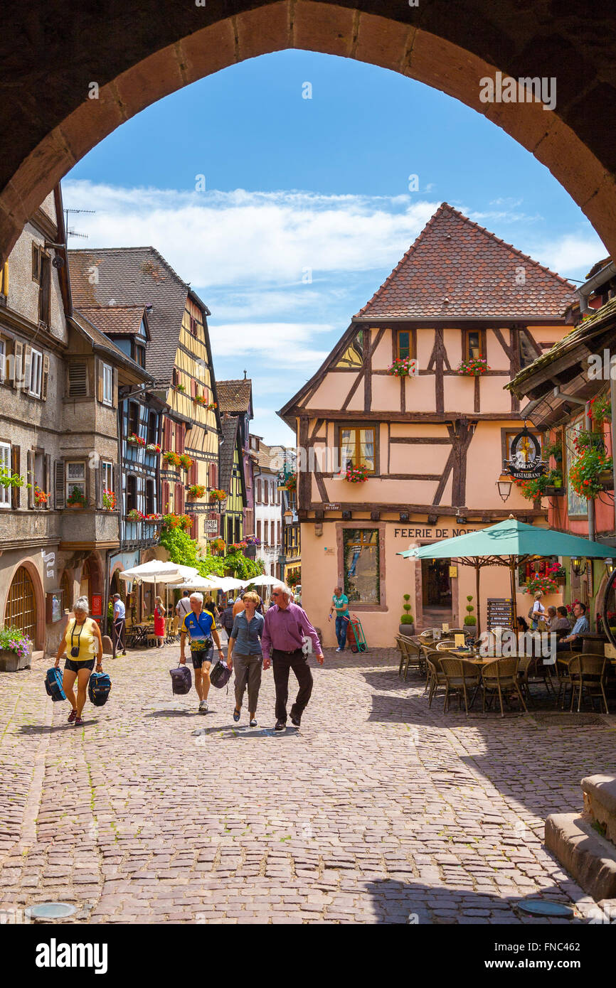 view of Riquewihr, Alsace Haut Rhin France Stock Photo