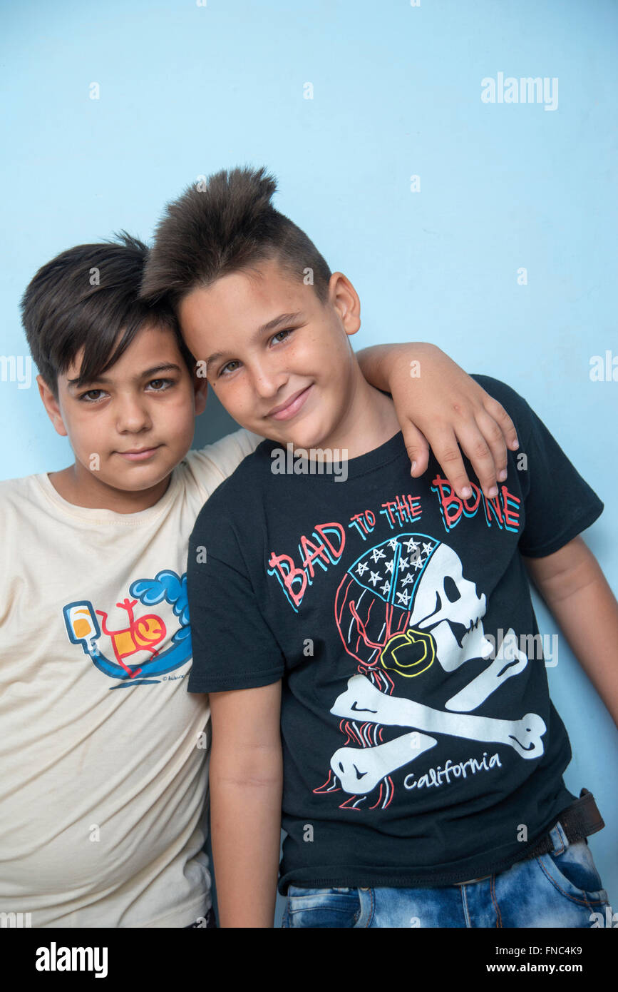 Portrait of two young boys Stock Photo - Alamy