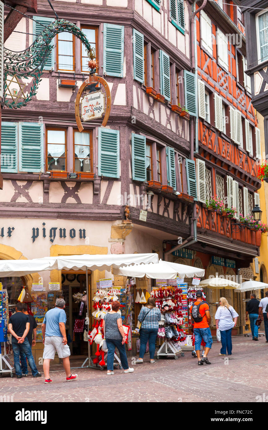 Colmar, Half-timbered Houses, Old Town, Alsace, Wine Route, Haut-Rhin, France, Europe Stock Photo