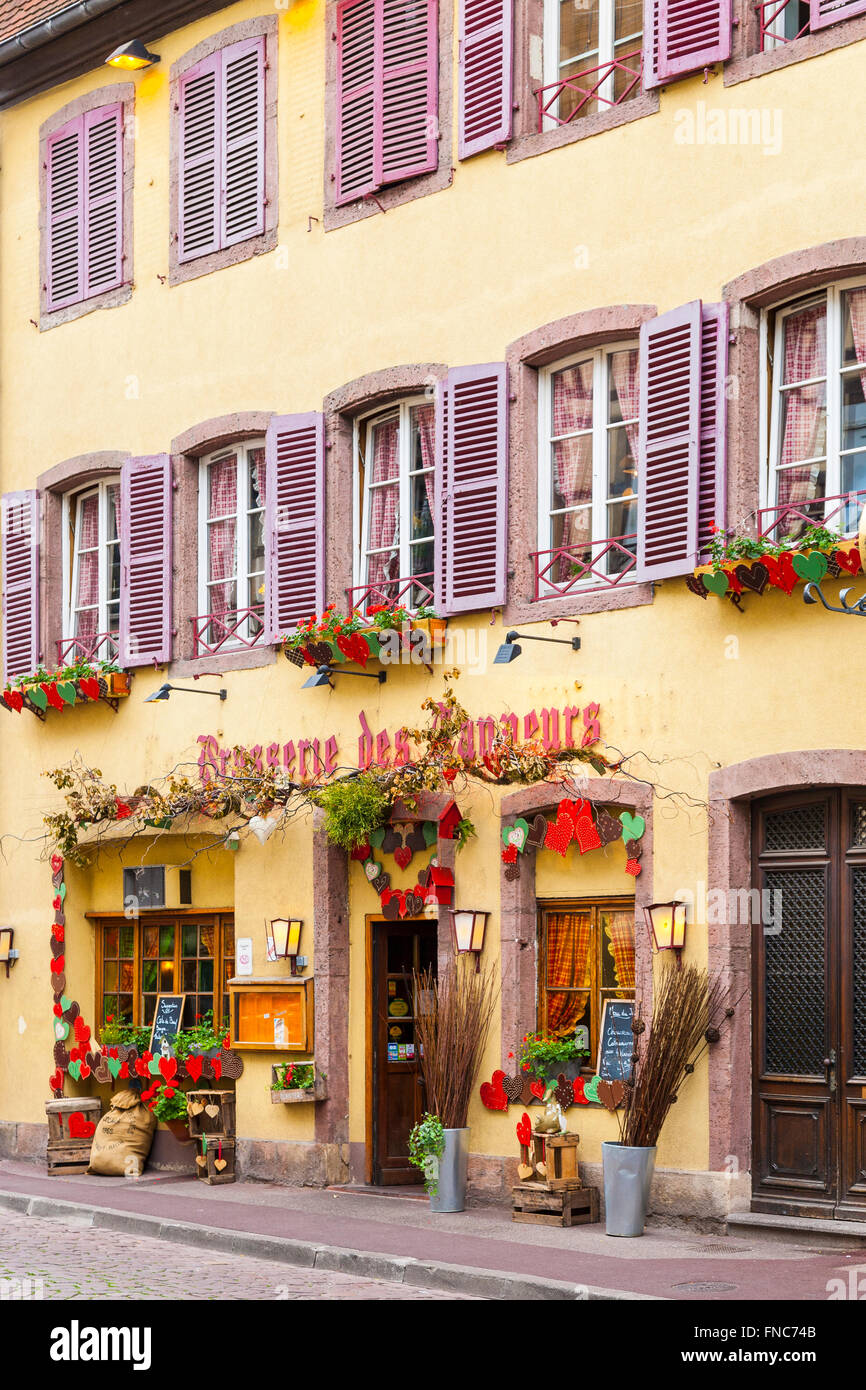 Brasserie Tanneurs of Colmar, wine route, Alsace, France Stock Photo