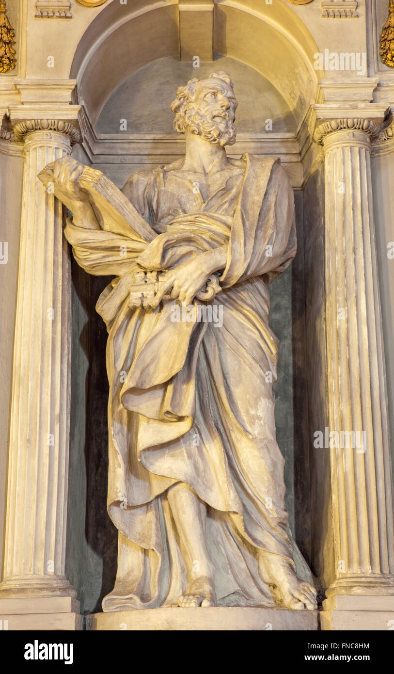 ROME, ITALY - MARCH 26, 2015: The statue of st. Peter the Apostle by sculptor Paolo Naldini (1619 - 1691) Stock Photo