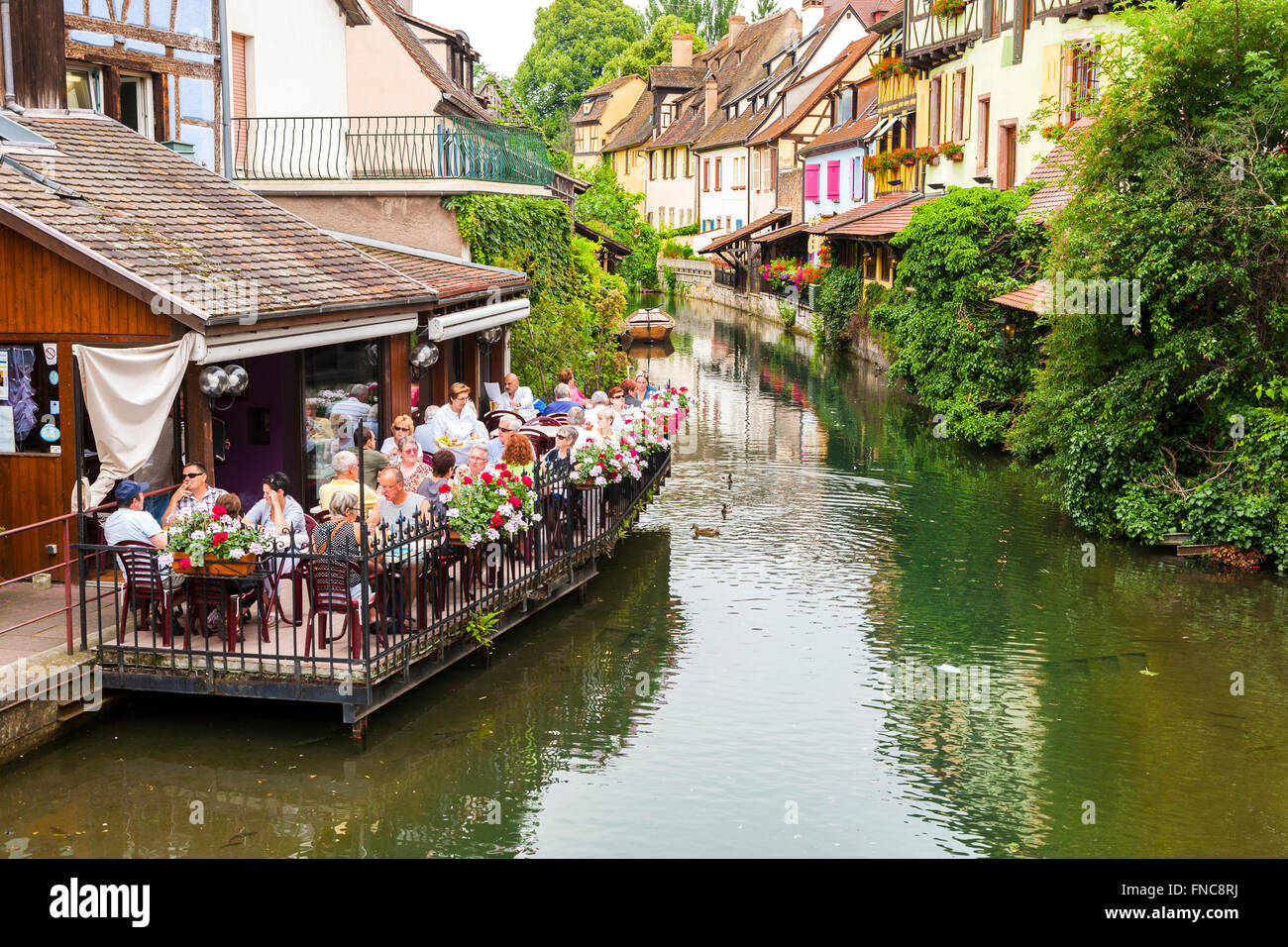 Restaurants petite venice,Colmar Alsace France Stock Photo