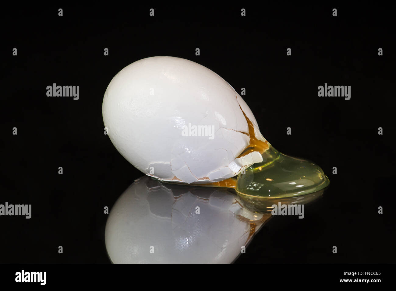 broken organic white egg on black background Stock Photo - Alamy