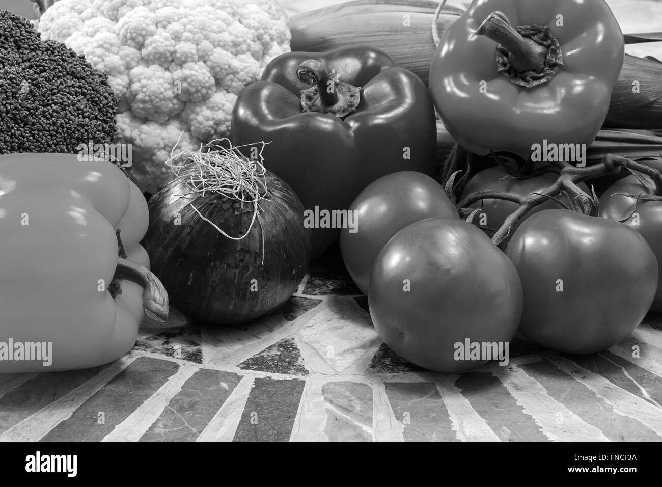 Food fruit fruits vegetables Black and White Stock Photos & Images - Alamy