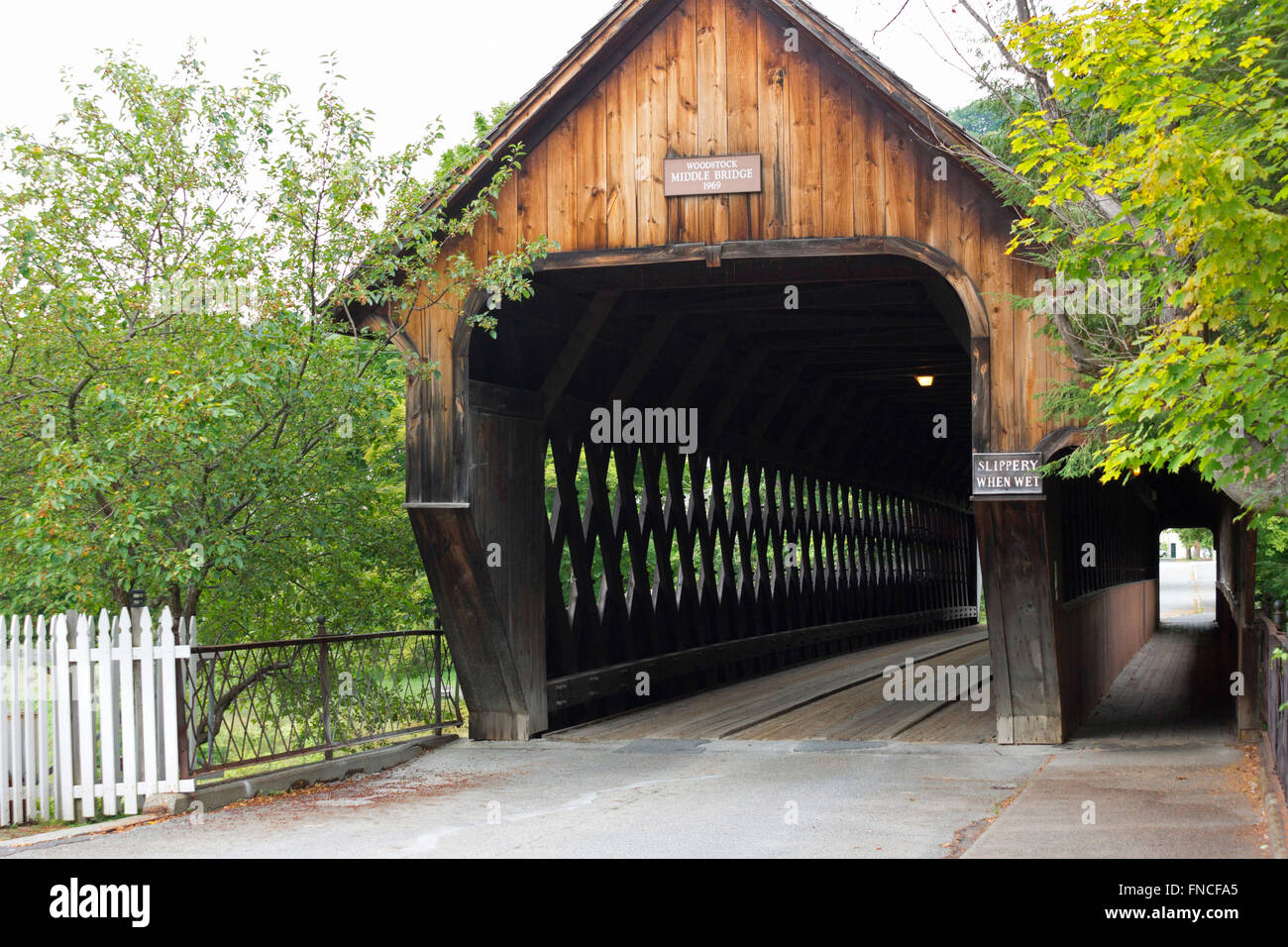 The Middle Bridge, in Woodstock, Vermont, USA Stock Photo - Alamy