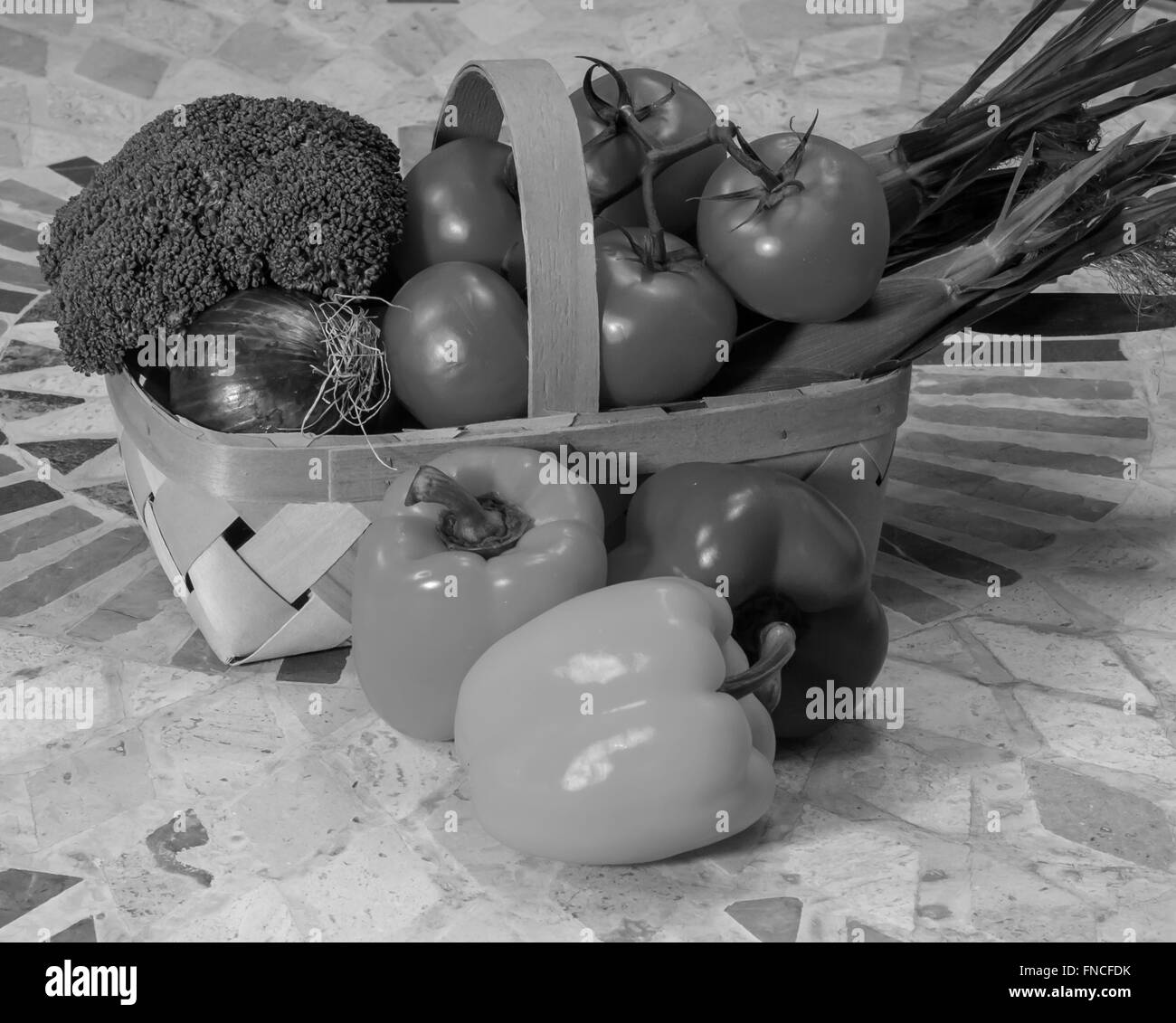 Collection fresh fruit vegetables Black and White Stock Photos & Images ...