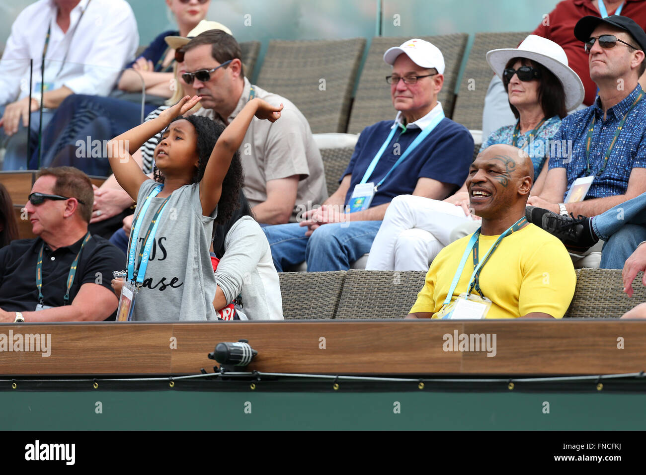 Indian Wells, California, USA. 13th Mar, 2016. Mike Tyson and daughter