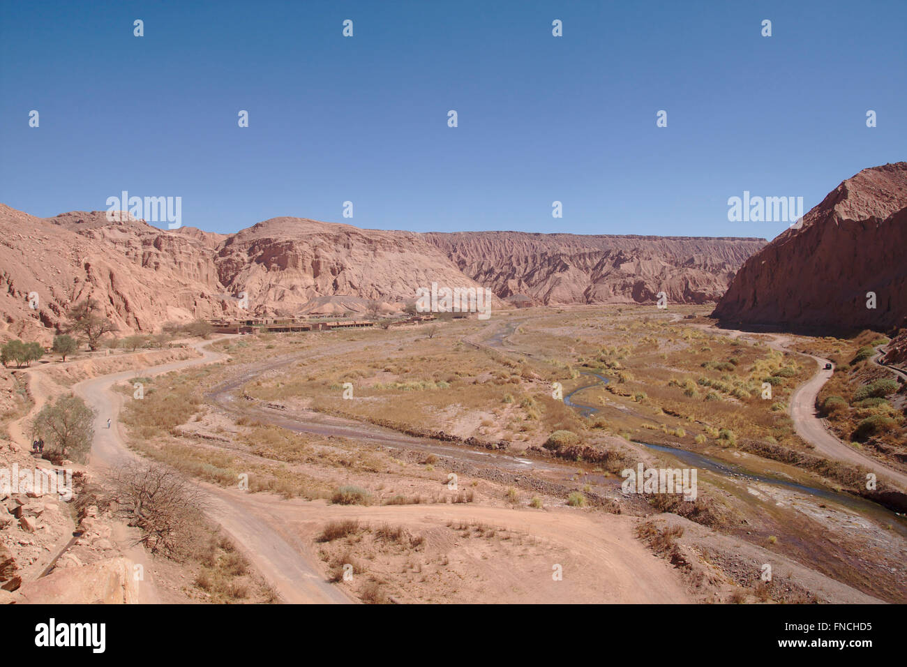 River valley in the Atacama Desert at Pukara de Quitor, near San Pedro de Atacama, Chile Stock Photo