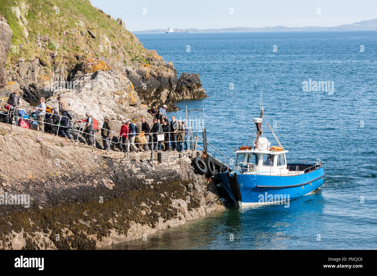 Ferry boat that takes tourists,bird watchers,to see puffins, from ...
