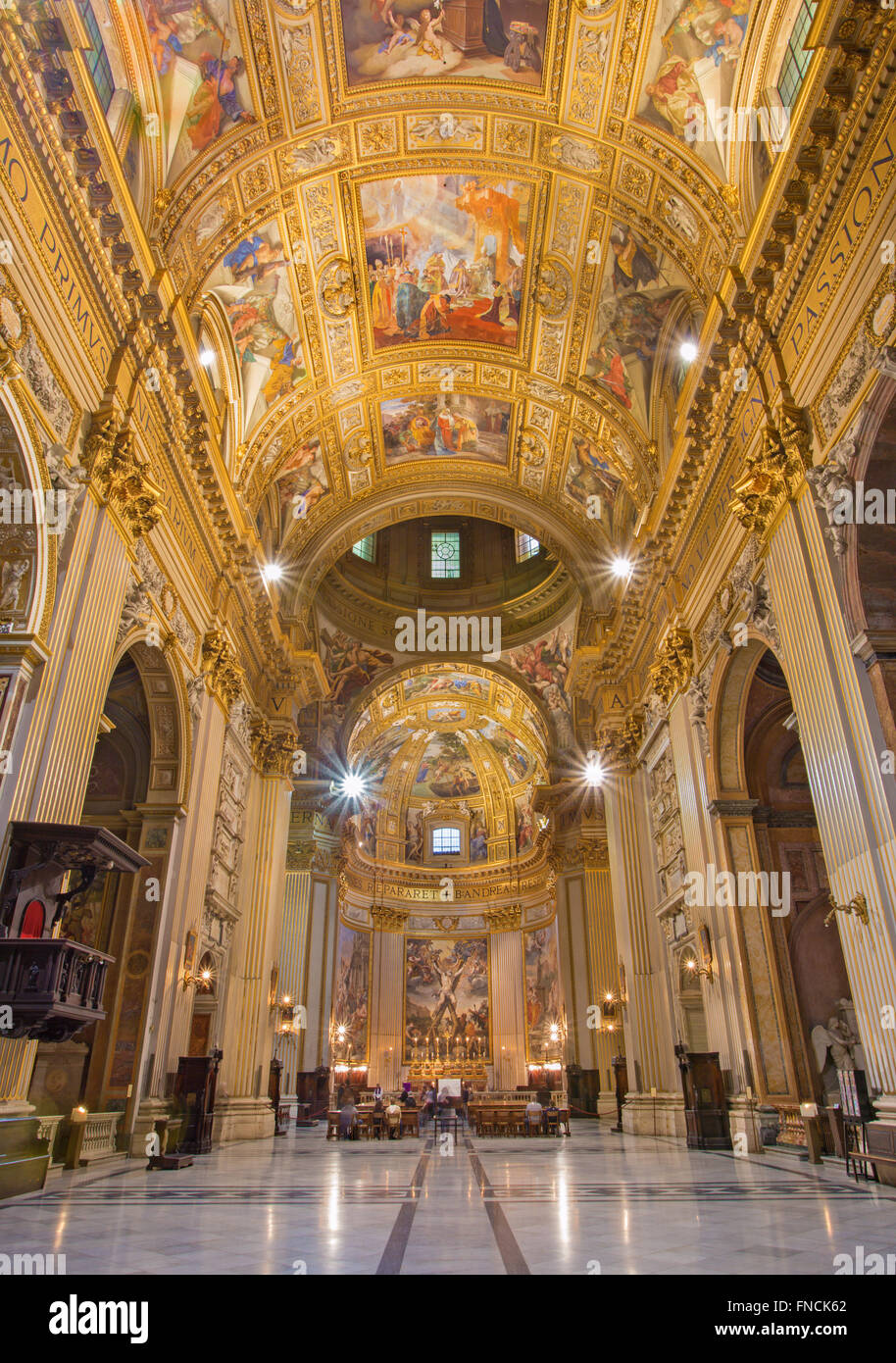 ROME, ITALY - MARCH 27, 2015: The nave of baroque church Basilica di Sant Andrea della Valle. Stock Photo
