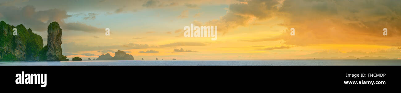 Beautiful image of sunset with colorful sky and Longtail boat on the ...
