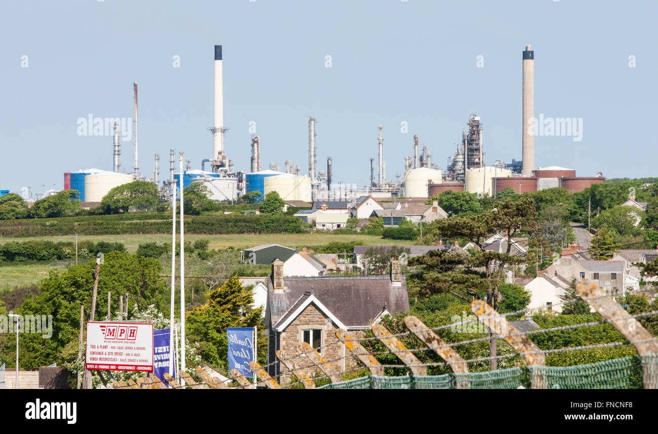 House,property,Housing near Milford Haven oil refinery. Pembrokeshire,West,Wales,U.K. Stock Photo