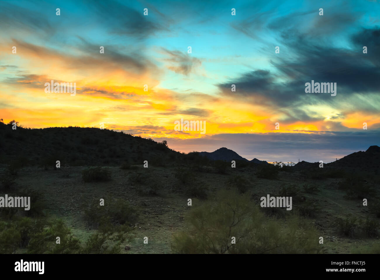 Desert sunset background in Arizona Stock Photo - Alamy