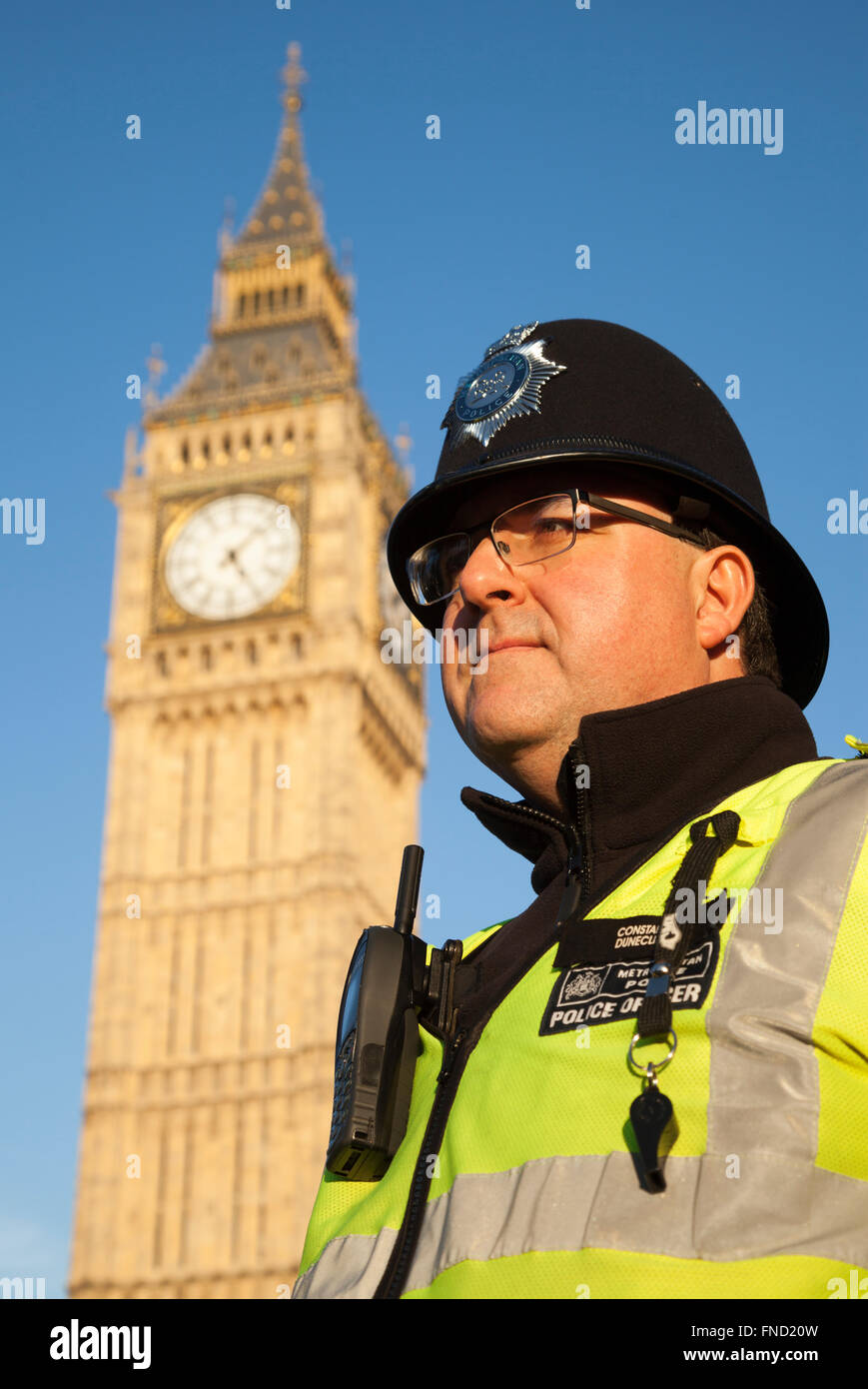 Metropolitan Police Officer, outside Houses of Parliament, London Stock ...