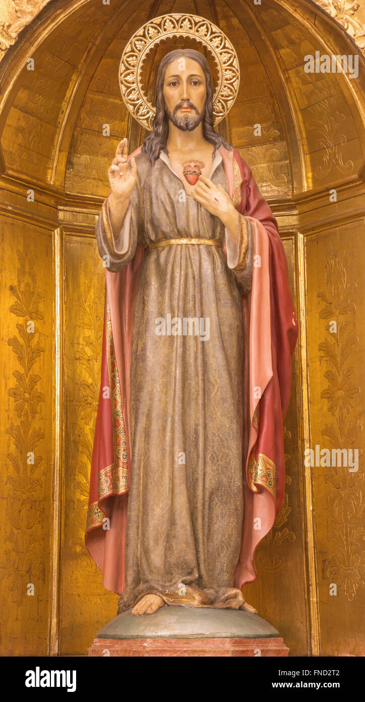 CORDOBA, SPAIN - MAY 27, 2015: The carved polychrome statue of Heart of ...