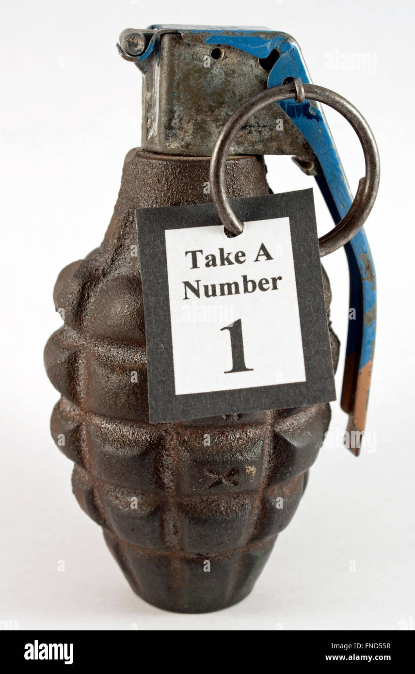 Take a Number Hand Grenade Stock Photo Alamy
