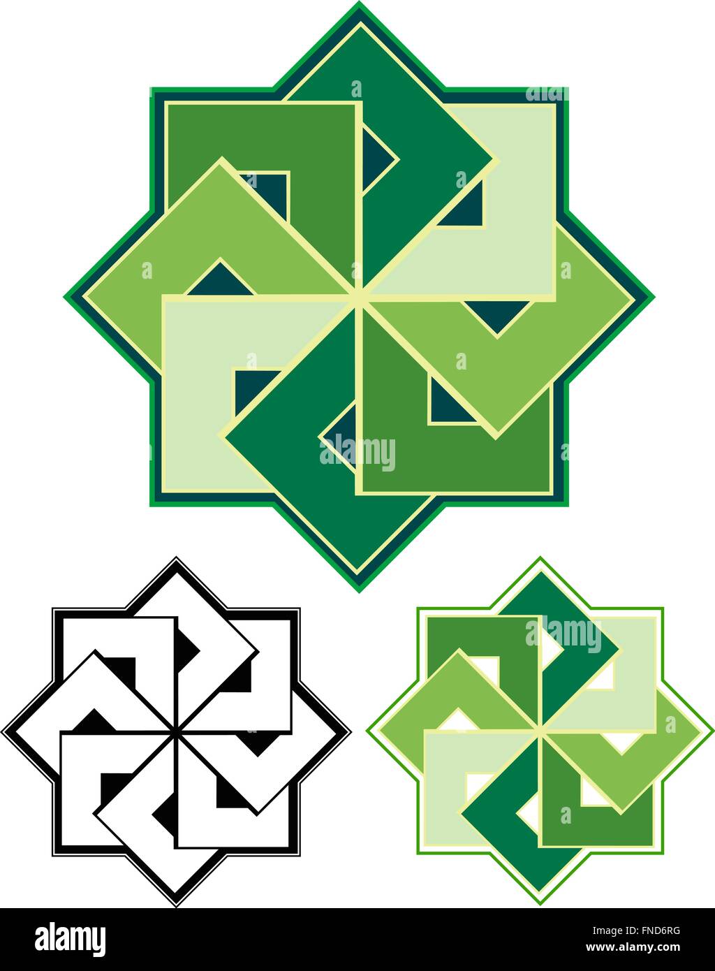 Strong alignment of geometric shapes, eight squares. Stock Vector