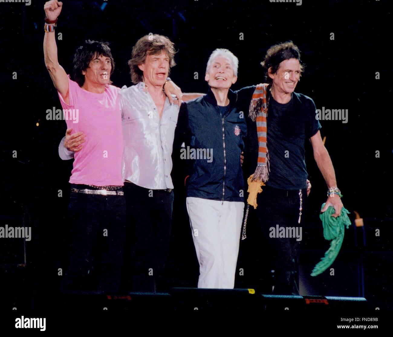 THE ROLLING STONES   RENTSCHLER FIELD, CONN  08-26-2005                         MICK JAGGER CHARLIE WATTS KEITH RICHARDS, RONNIE WOOD                     photo Michael Brito Stock Photo