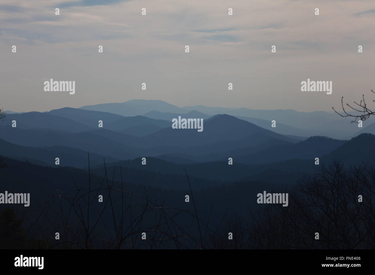 The Blue Ridge mountains at dusk Stock Photo