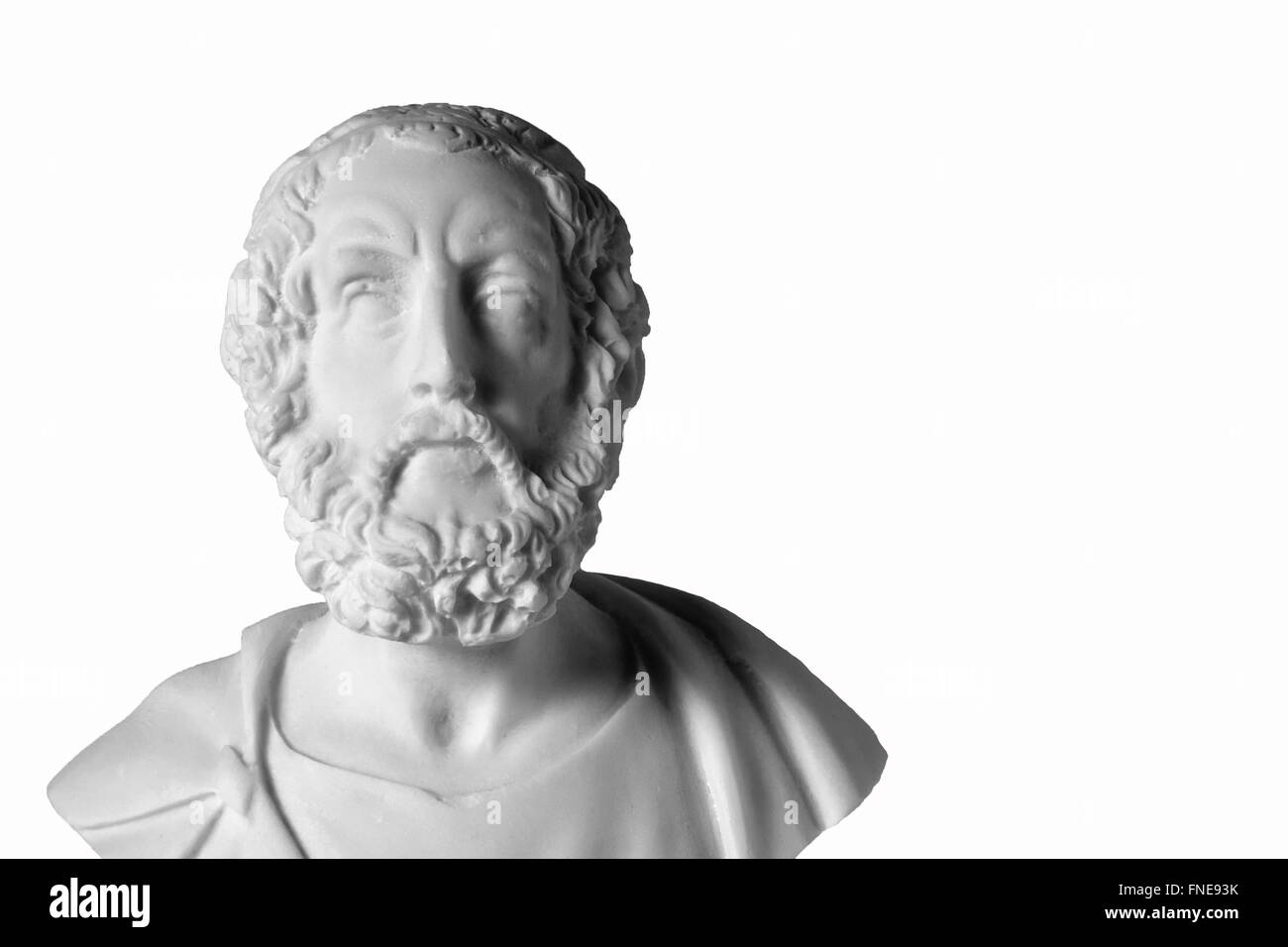 White marble bust of the greek poet Homer isolated on white Stock Photo