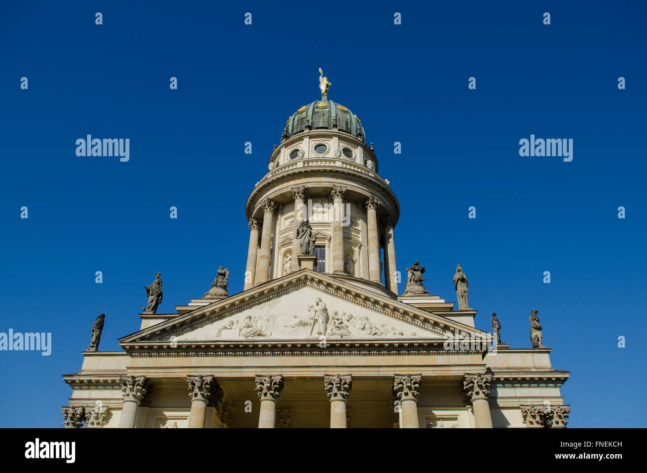 The French Cathedral or Franzšsischer Dom in Gendarmenmarkt Square Berlin Germany Stock Photo