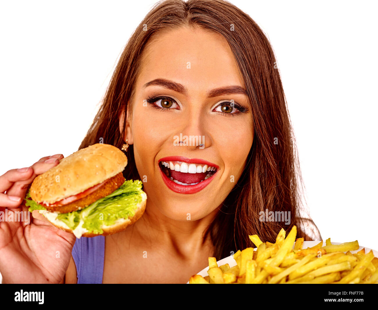 Girl eating big sandwich Stock Photo - Alamy