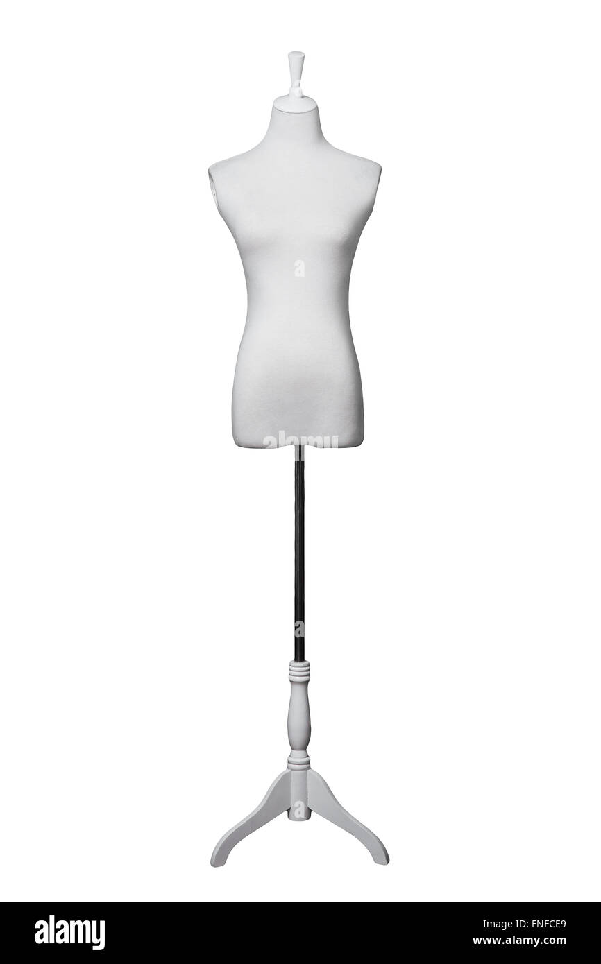 Dressmakers form with white fabric cover Stock Photo Alamy
