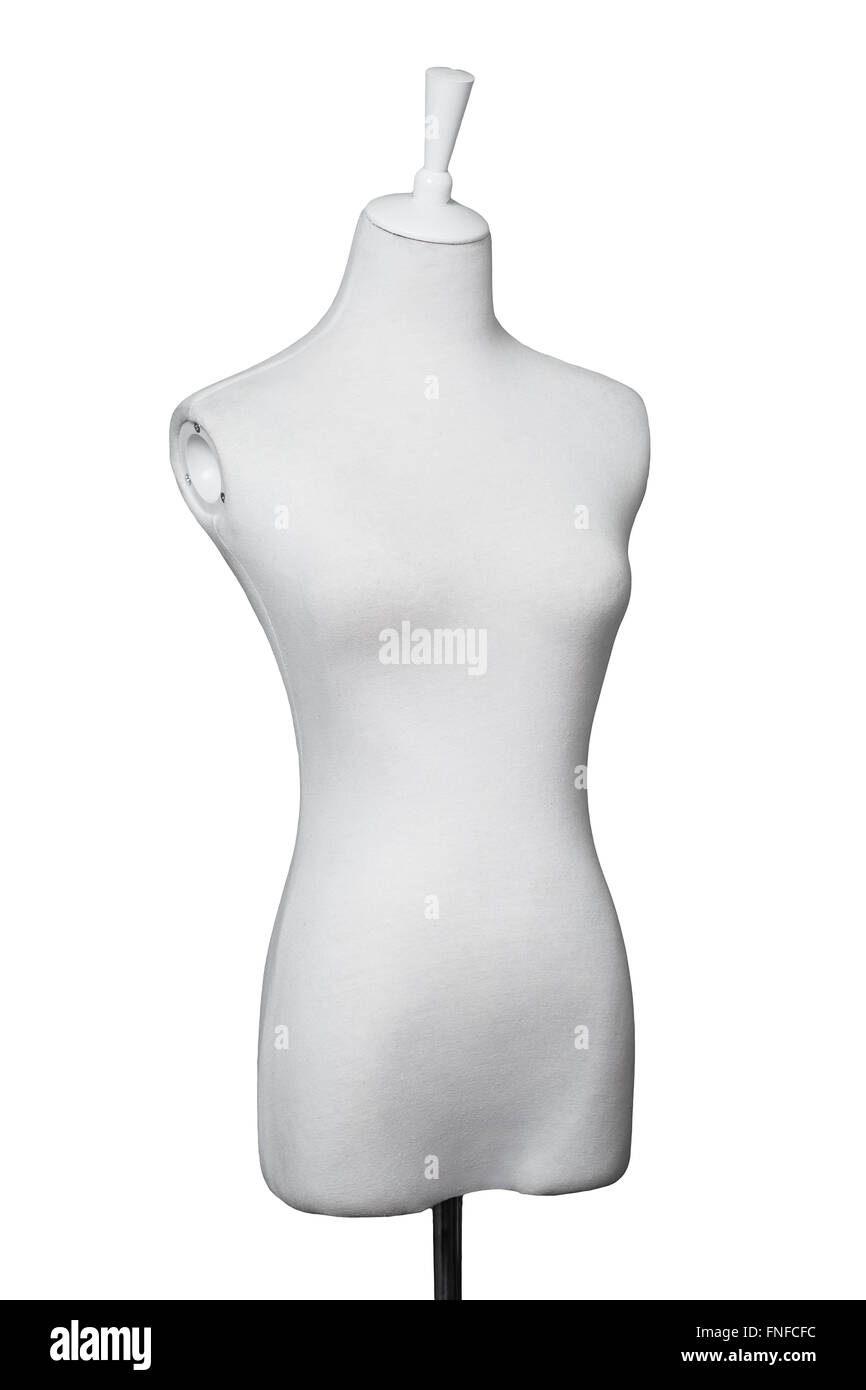 Dressmakers form with white fabric cover Stock Photo Alamy