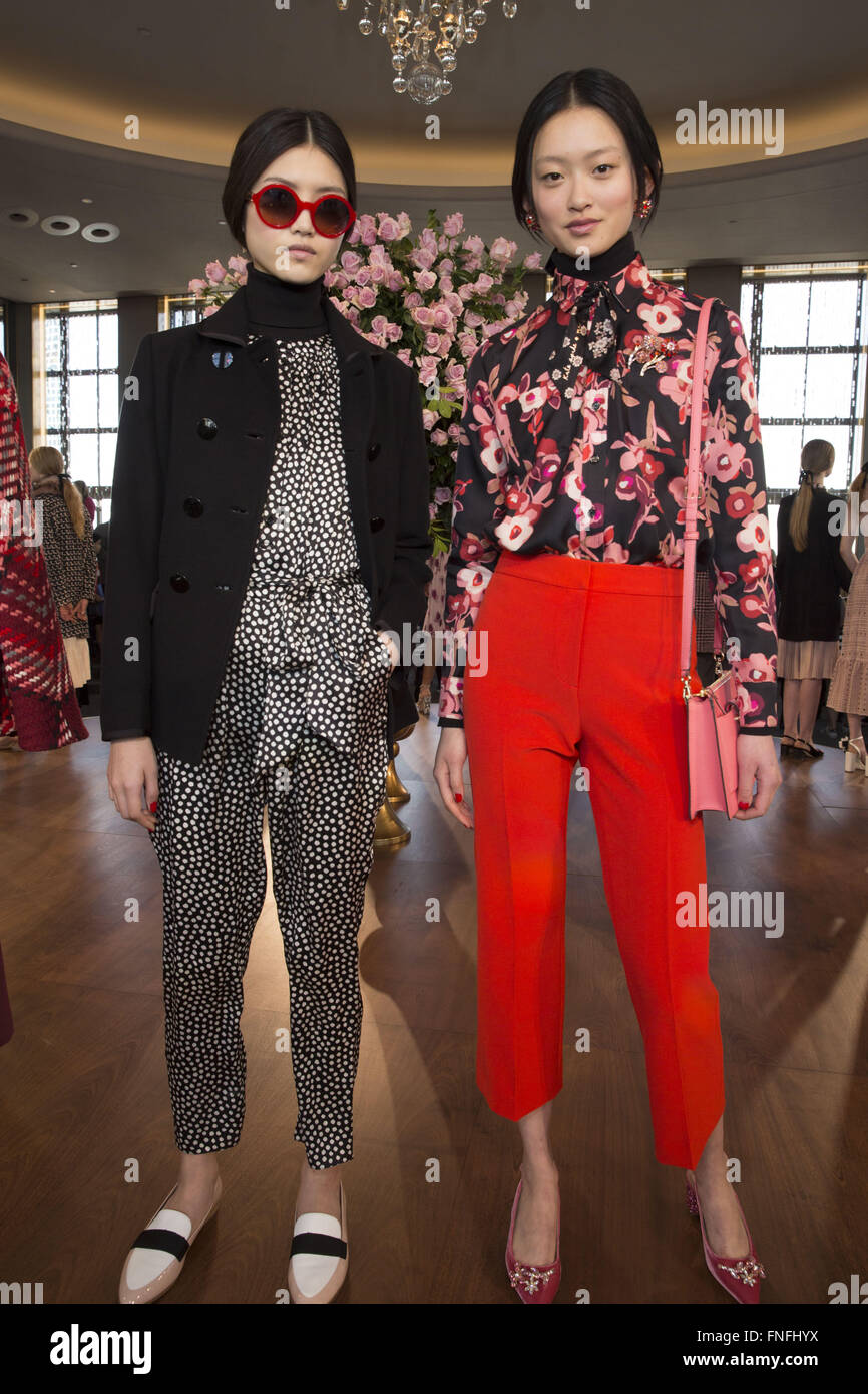 New York Fashion Week Fall/Winter 2016 - Kate Spade Presentation at The Rainbow Room Featuring: Models Where: New York, New York, United States When: 12 Feb 2016 Stock Photo