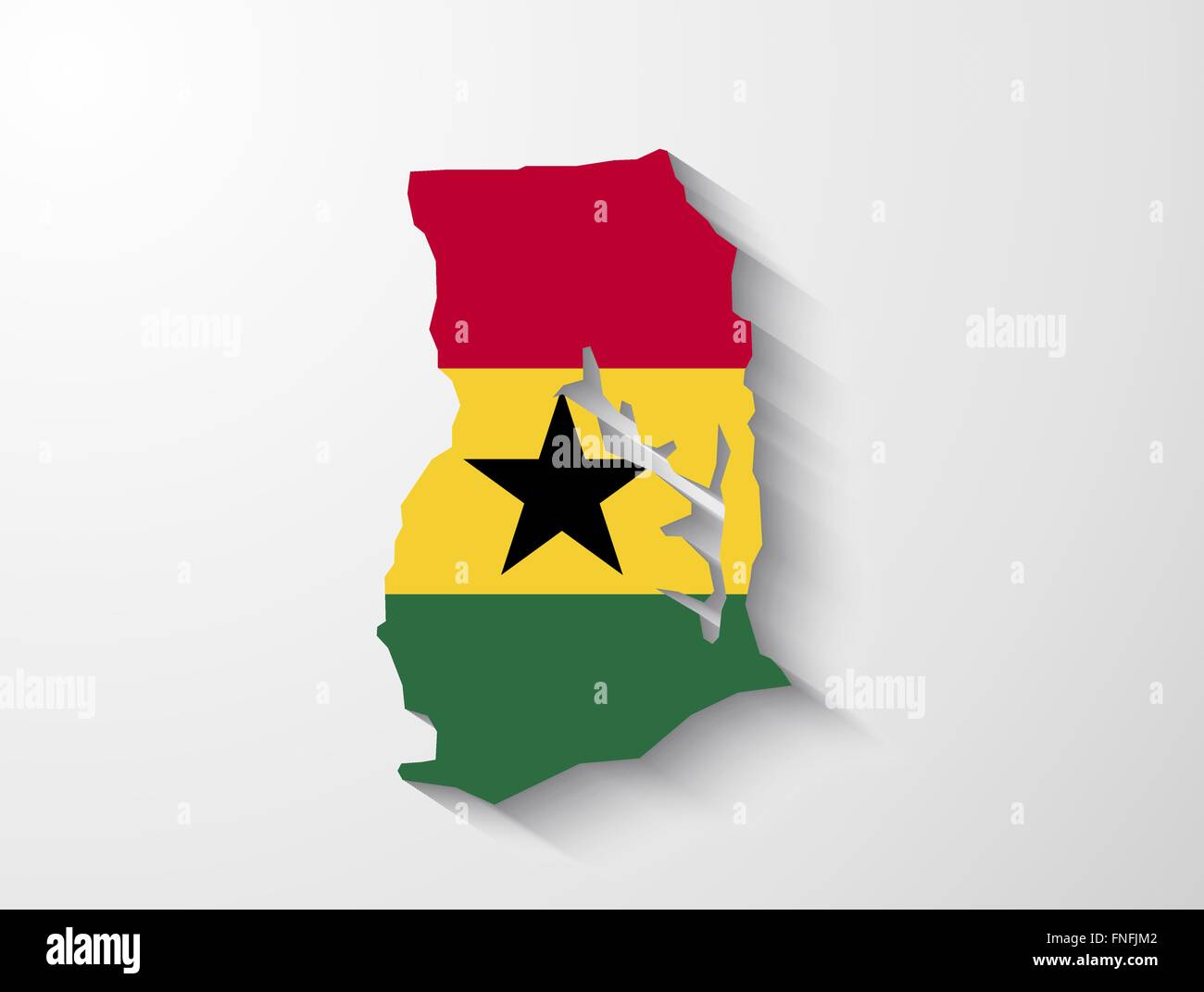 Ghana country map with flag and shadow effect presentation Stock Vector