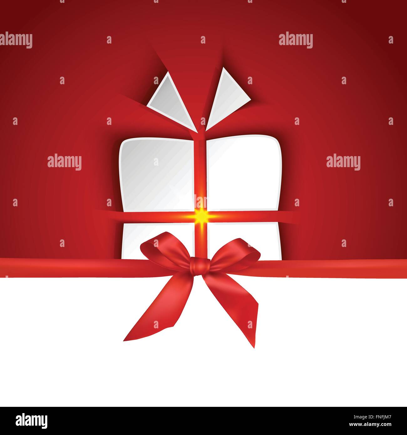 Gift box shape with red ribbon and shadow effect on red background Stock Vector Image & Art Alamy