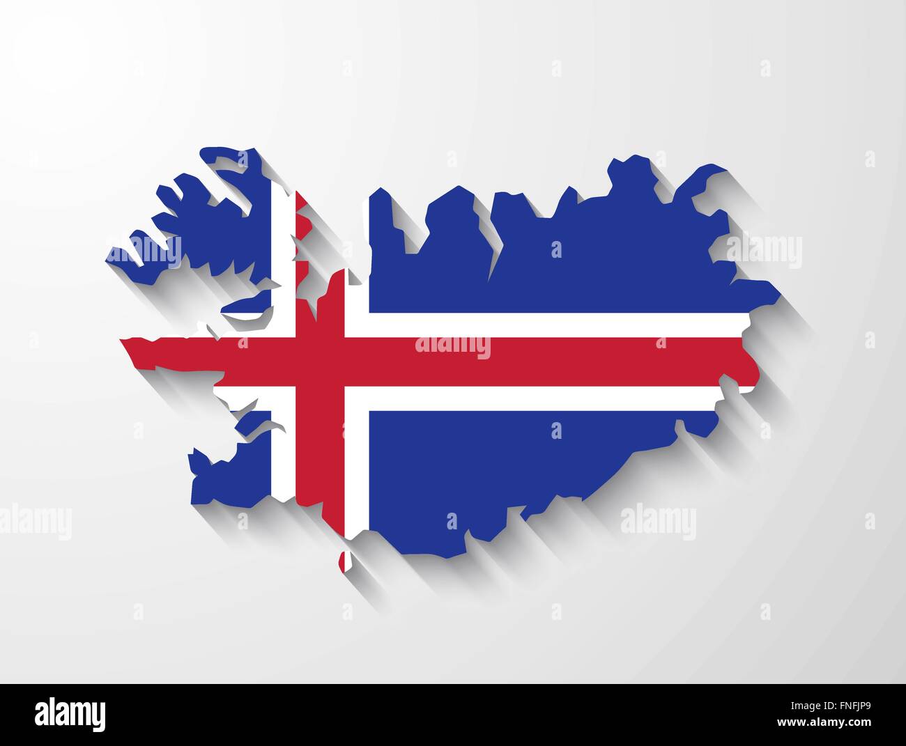Iceland country map with flag and shadow effect presentation Stock Vector