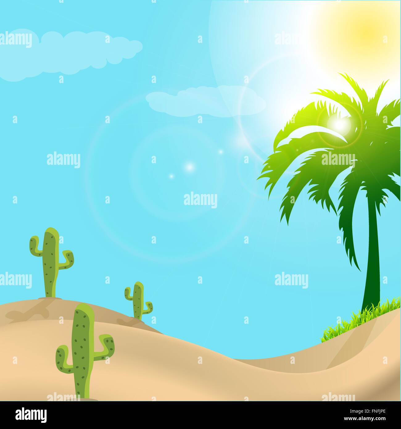 Desert scene in day light Stock Vector