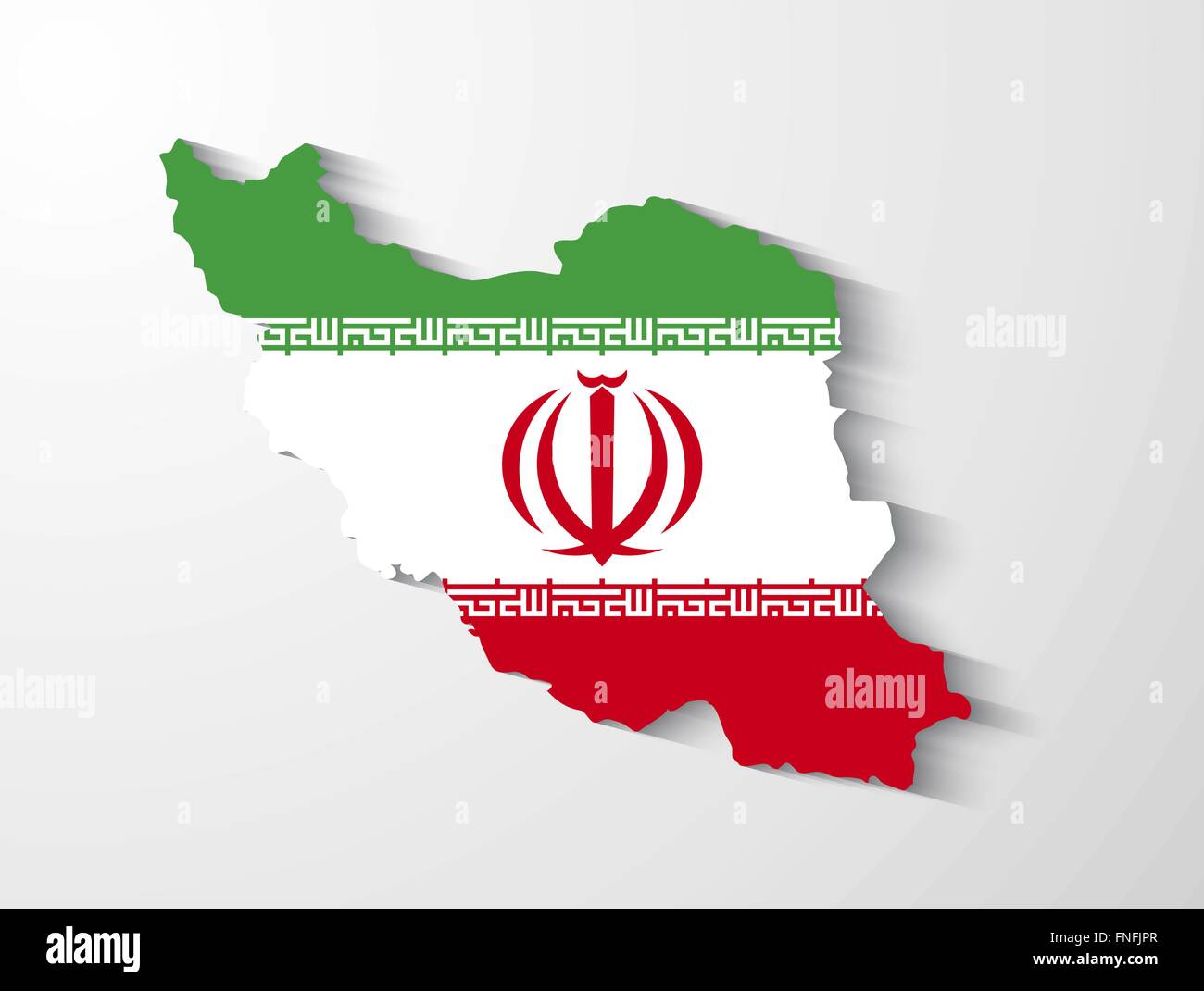 Iran country map with flag and shadow effect presentation Stock Vector