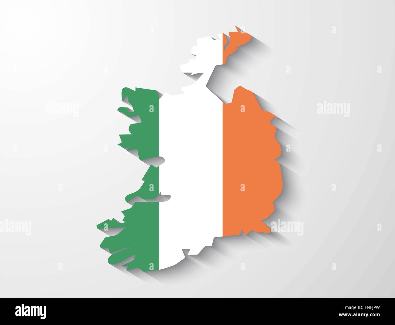 Ireland country map with flag and shadow effect presentation Stock Vector