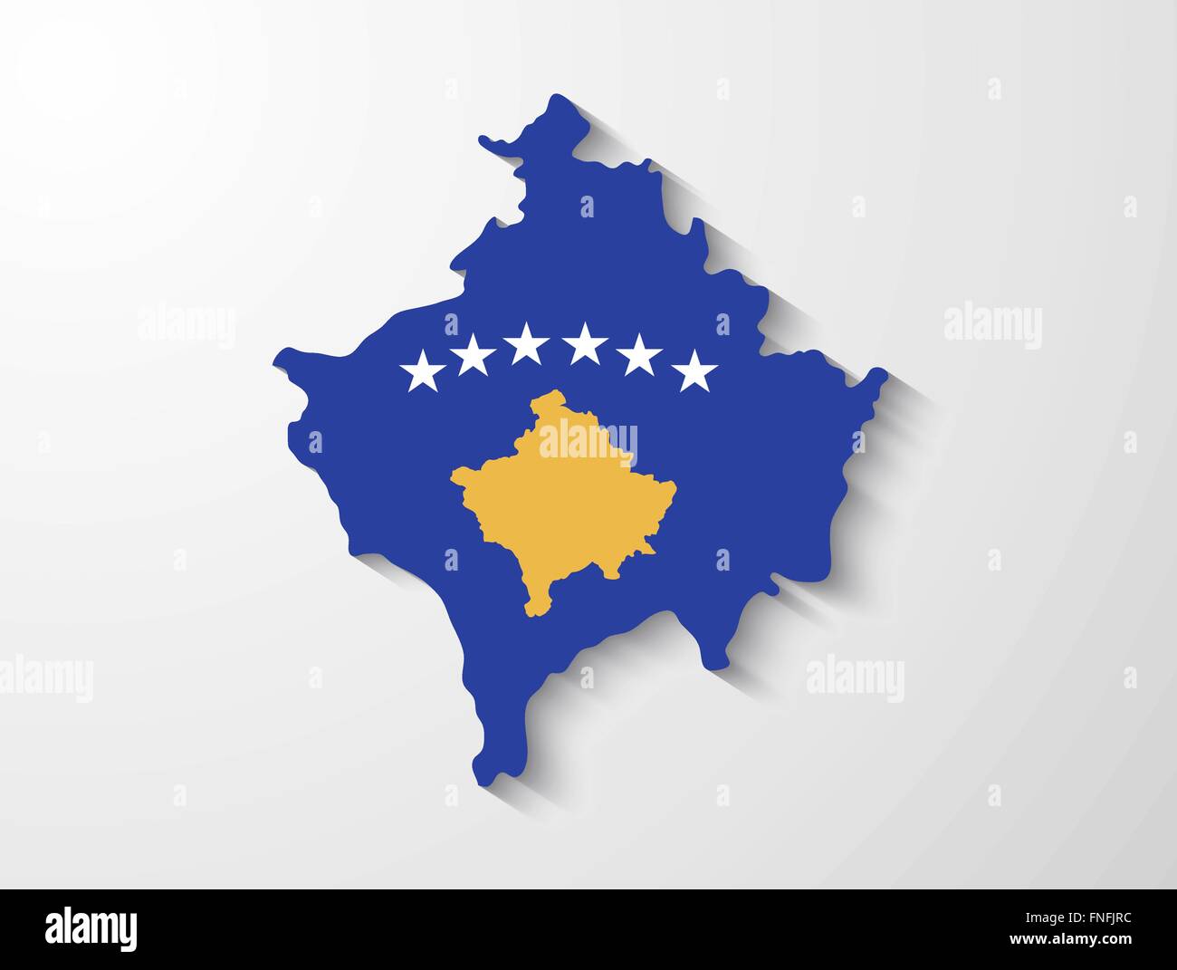 Kosovo country map with flag and shadow effect presentation Stock Vector