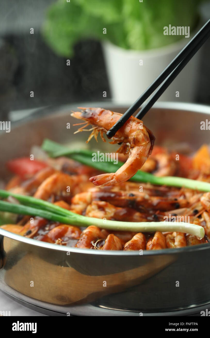 steamed oyster sauce shrimp Stock Photo Alamy