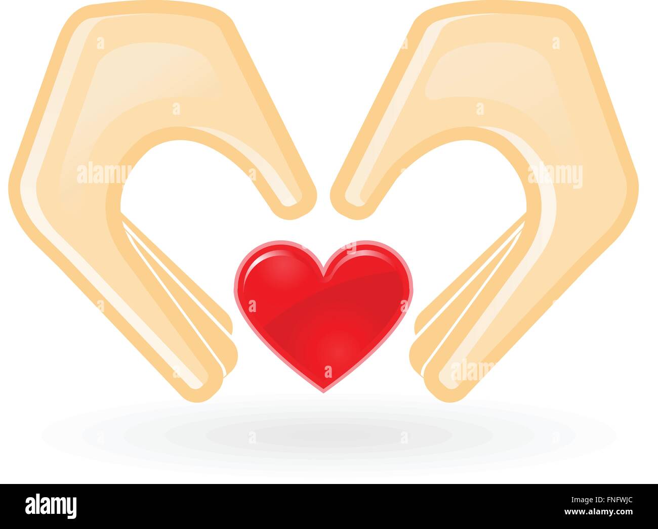 Charity and custody concept - hands with heart Stock Vector