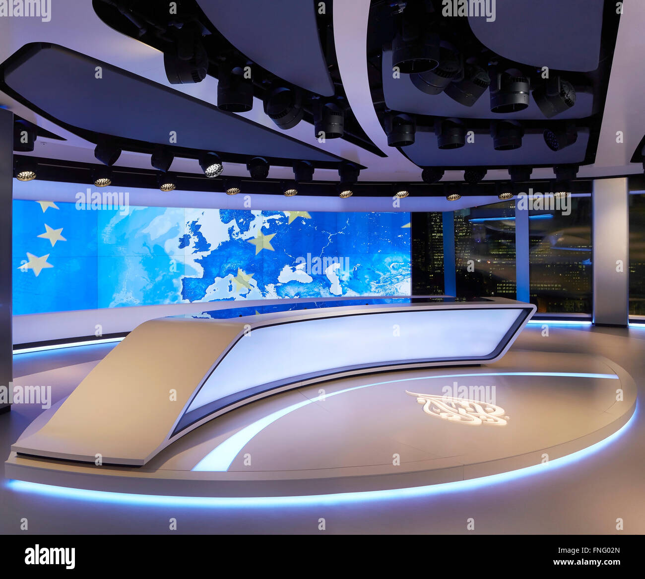 Curved And Illuminated News Desk Al Jazeera Studio At The Shard