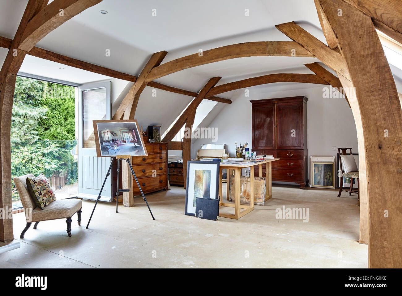 First Floor Studio With Exposed Wood Beams Semi Vaulted Ceiling