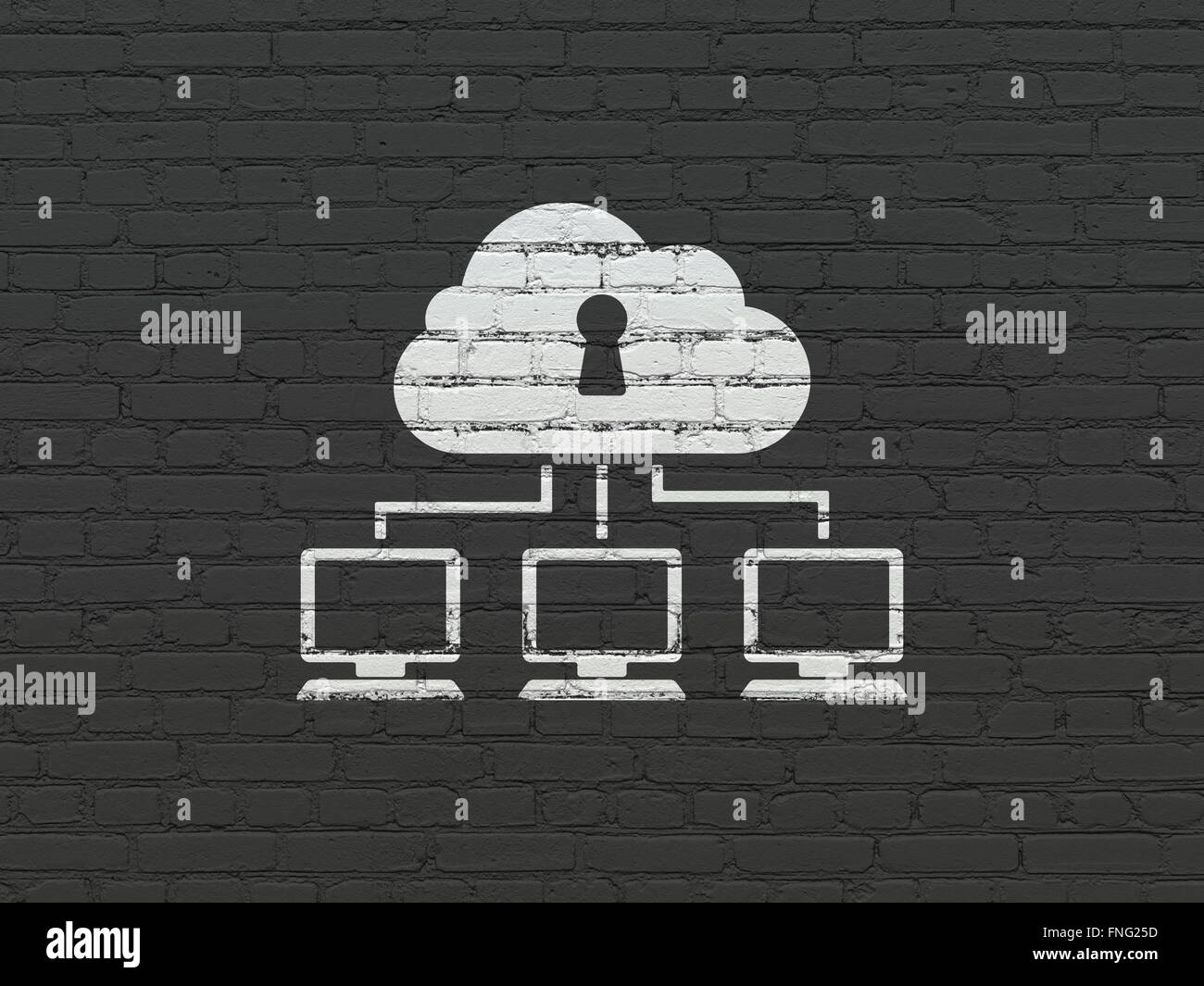 Cloud computing concept: Cloud Network on wall background Stock Photo ...