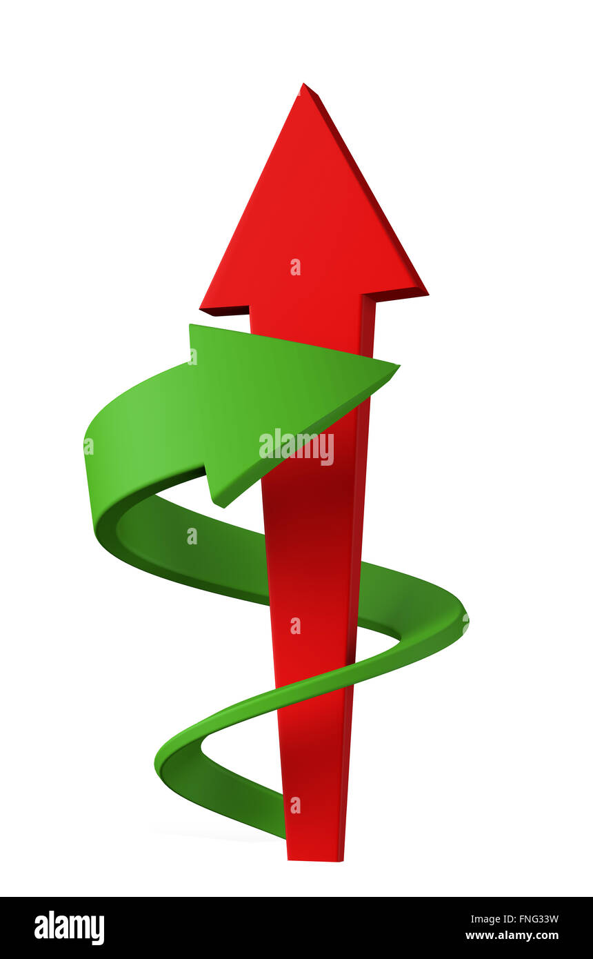 Red and green arrows isolated on white background Stock Photo - Alamy