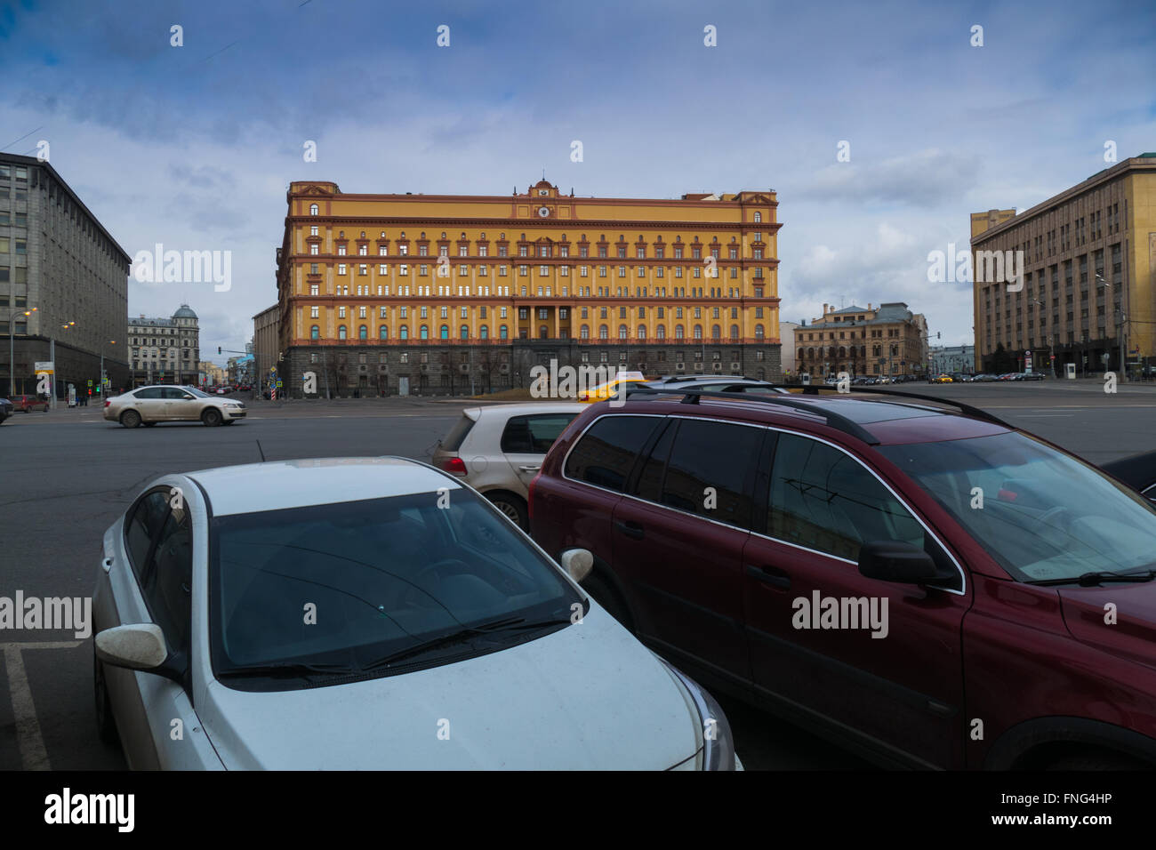 The building on Lubyanka cars Stock Photo