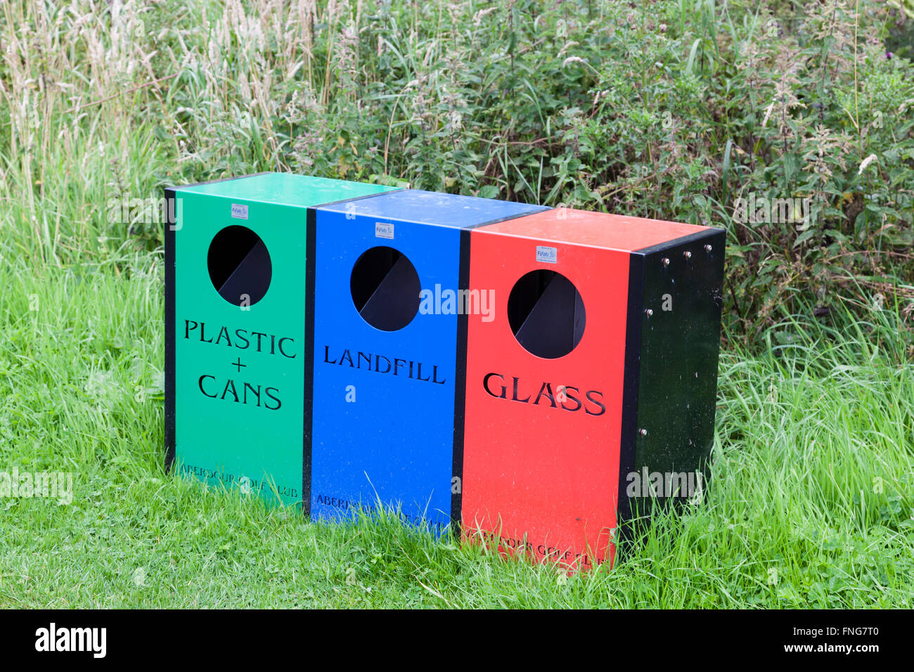 Coloured refuse bins Stock Photo