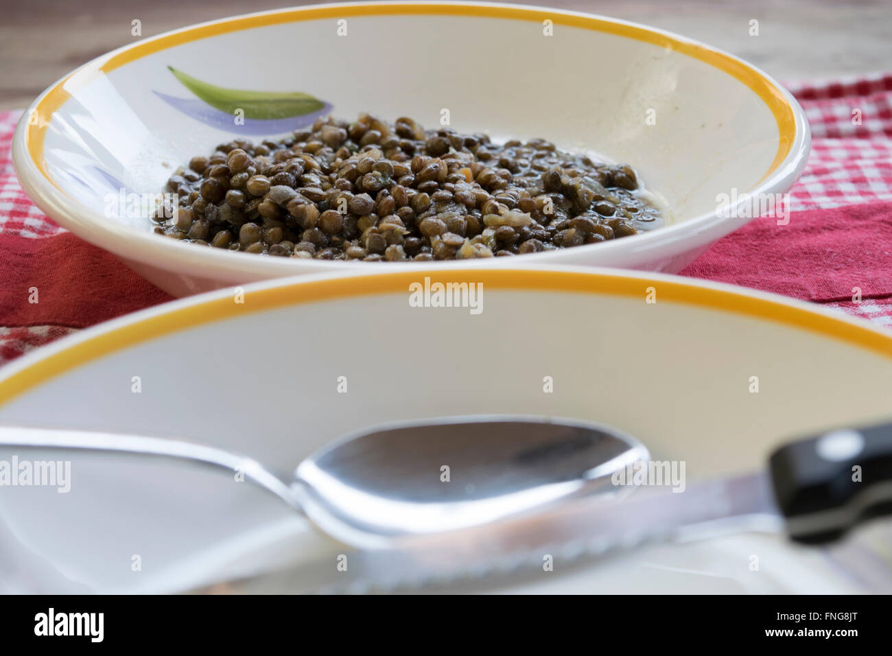 portion of stew lentil Stock Photo