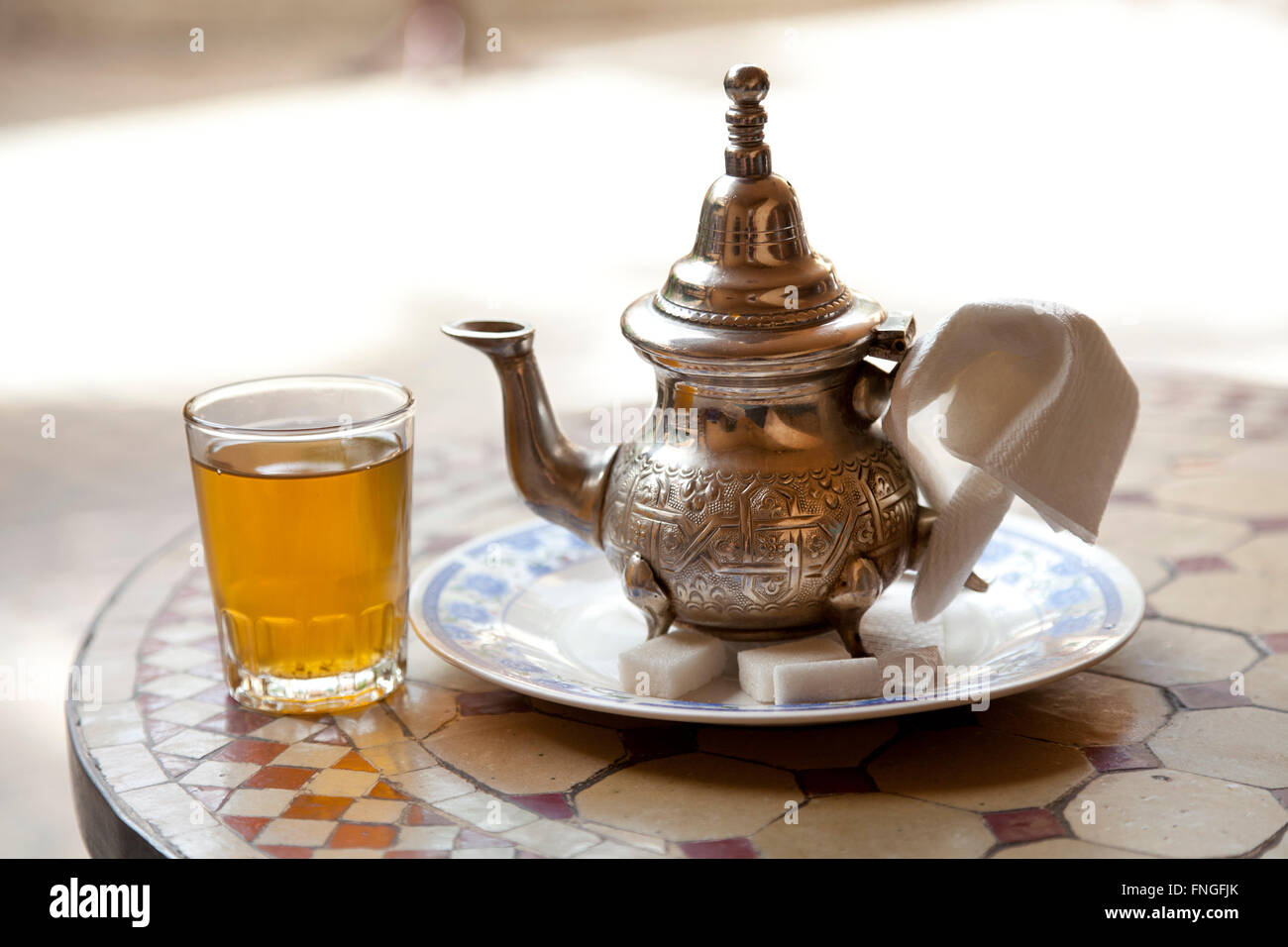 Drinking traditional tea in Marrakesh Morocco Stock Photo Alamy