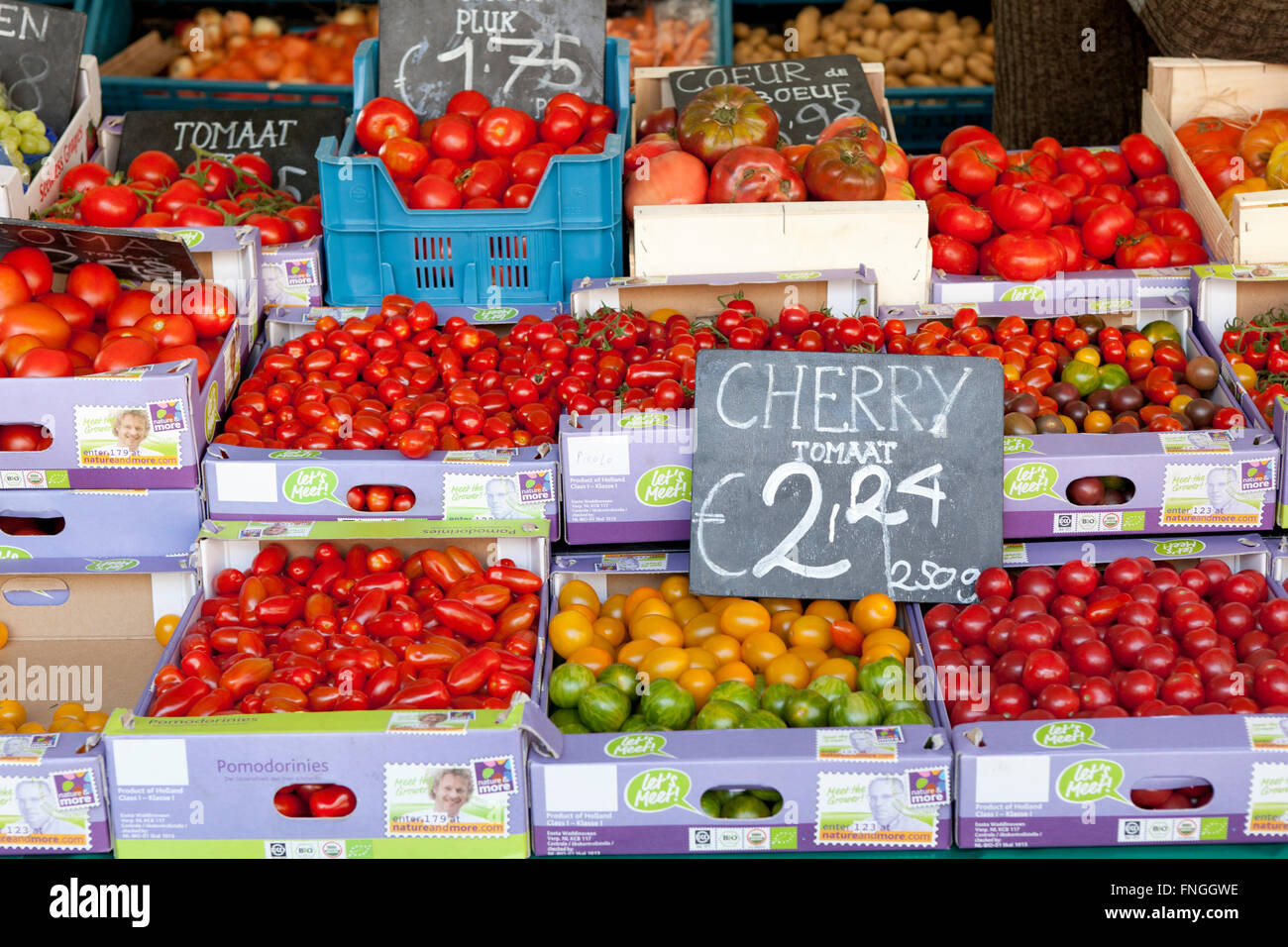 Organic fruit and vegetables on the market Stock Photo